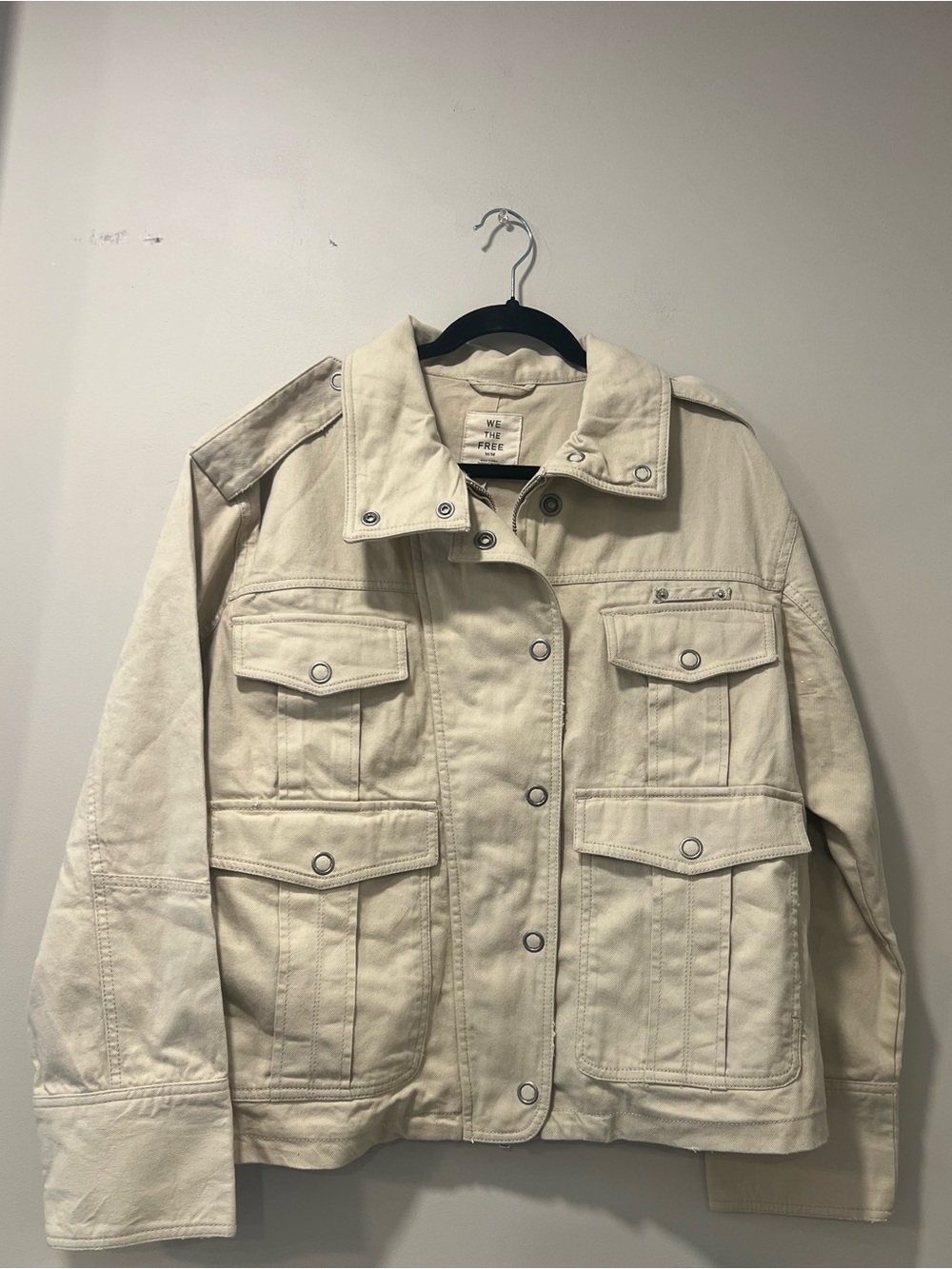 Free People x We The Free Kali Washed Utility Jacket Morning Oat Medium - Picture 6 of 14